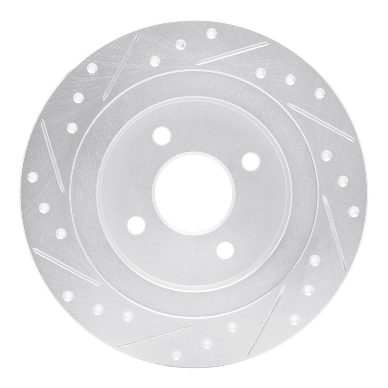 Ford Focus Brake Rotor (1) - Rear Right - R1 Concepts - Drilled & Slotted - Silver - `02-`04
